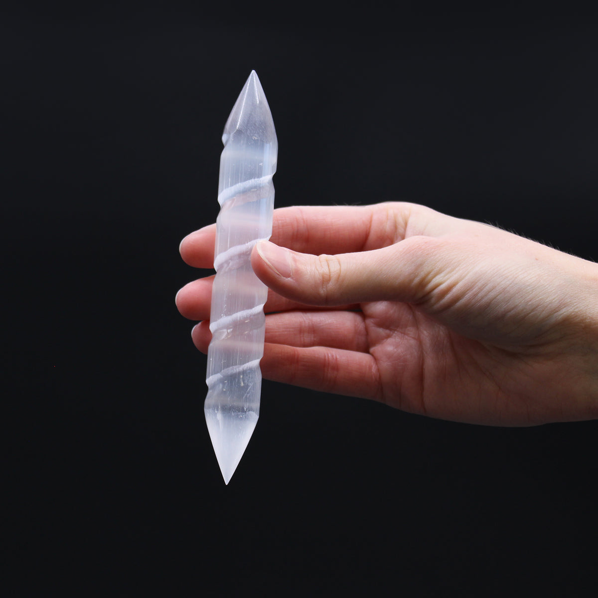 Varinha Espiral de Selenite - 16 cm