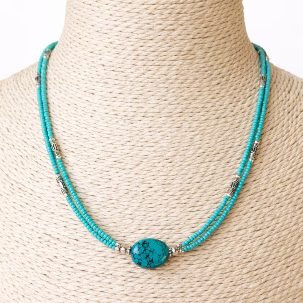 Collar nepalí extrafino de dos hilos - Turquesa y lapislázuli - Equilibrio, sabiduría e intuición