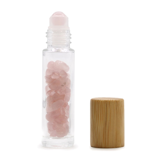 Frasco Roll-On con Cristales de Cuarzo Rosa