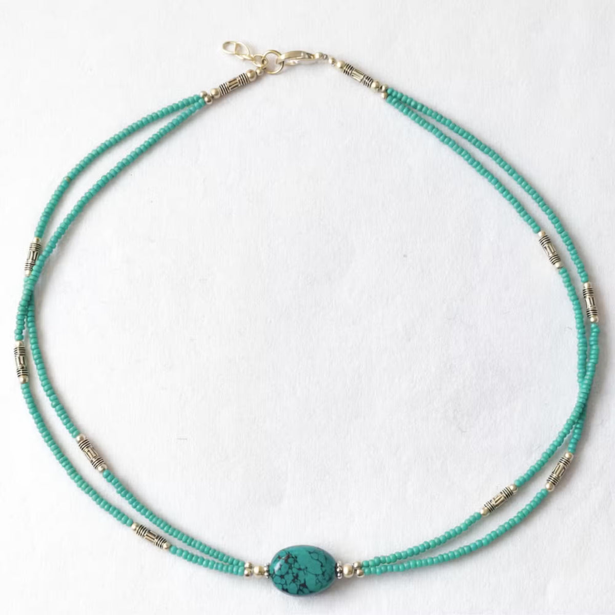 Collar nepalí extrafino de dos hilos - Turquesa y lapislázuli - Equilibrio, sabiduría e intuición