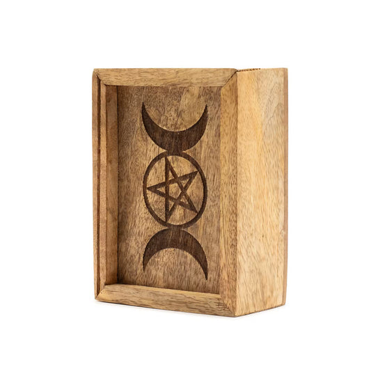 Caixa de Tarot de Madeira com Suporte para Cartas
