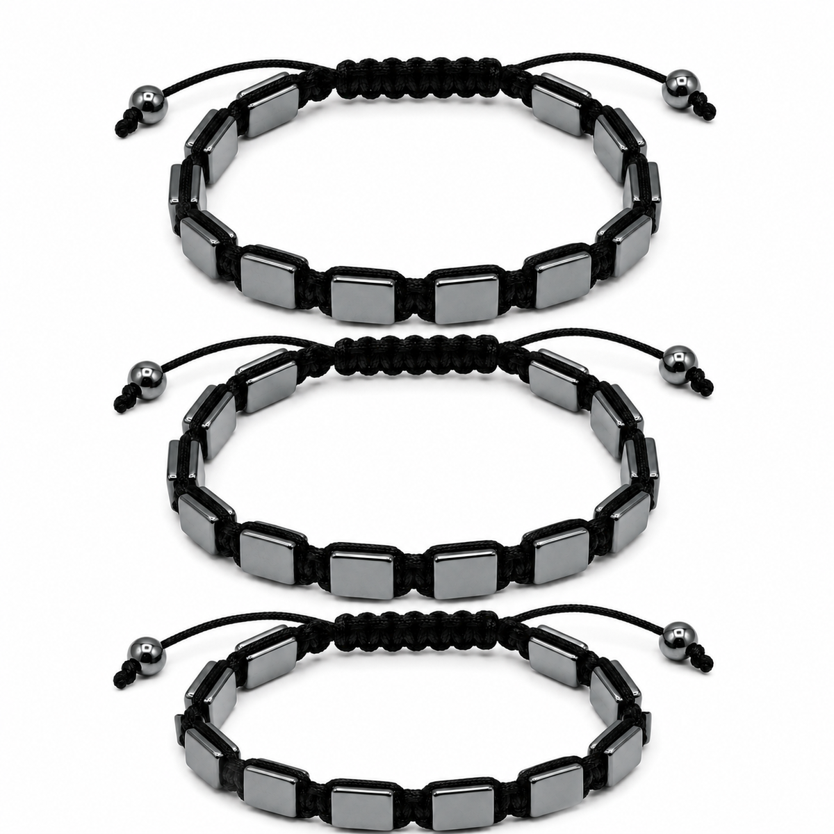 Pulsera de Hematita Magnética Shamballa Ajustable