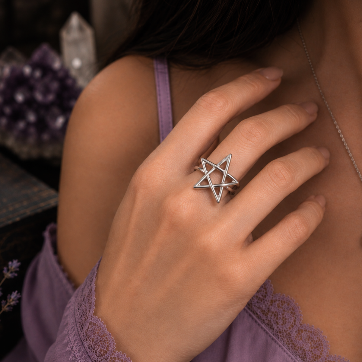 Anillo Pentagrama de Acero Inoxidable - Protección y Magia