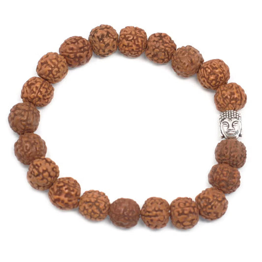 Pulseira de Rudraksha com Buda - Conexão Espiritual e Paz Interior