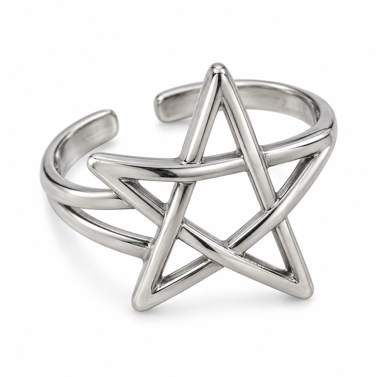 Anillo Pentagrama de Acero Inoxidable - Protección y Magia