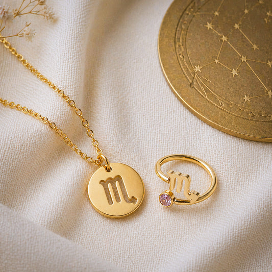 Conjunto AstroChic Banhado a Ouro - Signo de Escorpião