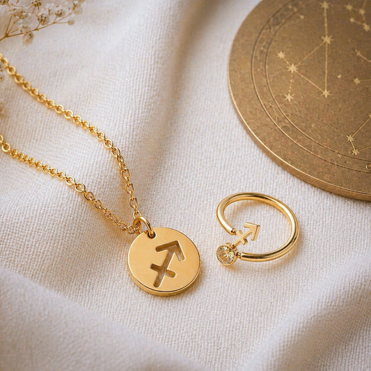 Conjunto AstroChic Banhado a Ouro - Signo de Sagitário