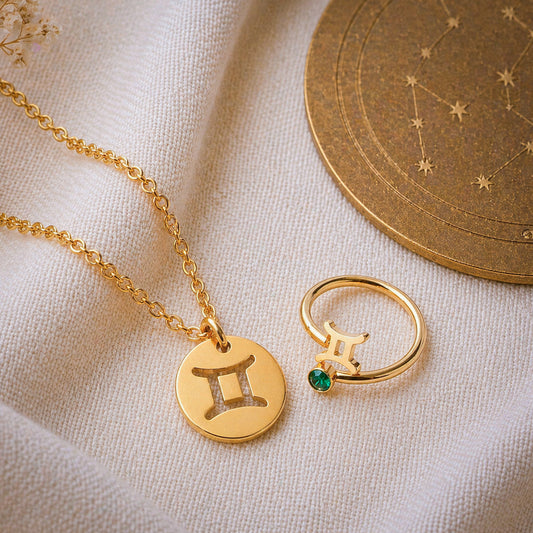 Conjunto AstroChic Banhado a Ouro - Signo de Gémeos