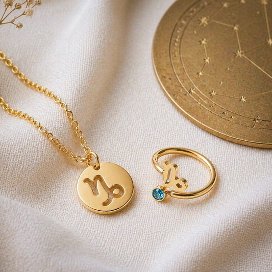 Conjunto AstroChic Banhado a Ouro - Signo de Capricórnio