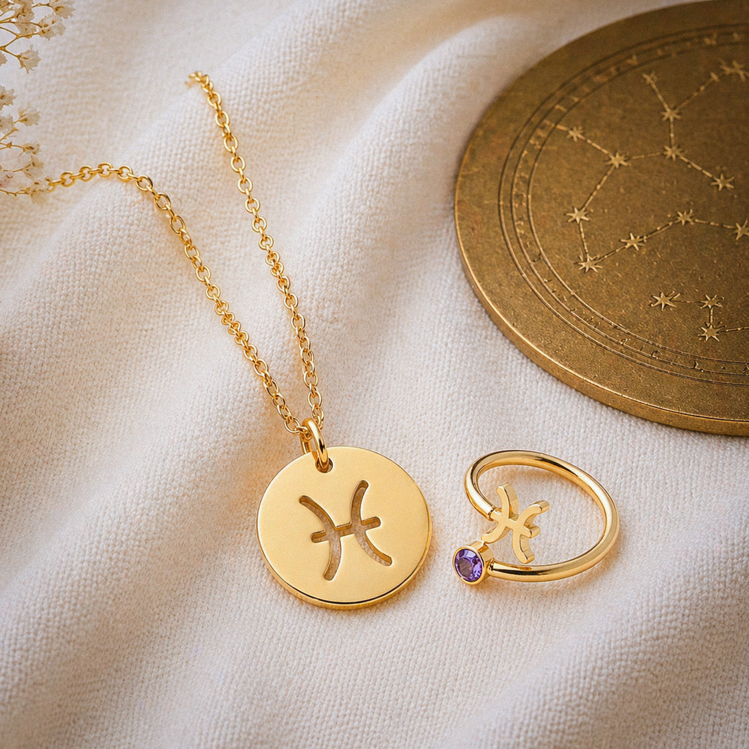 Conjunto AstroChic Bañado en Oro - Signo de Piscis