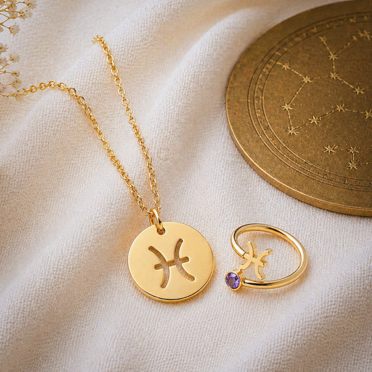 Conjunto AstroChic Banhado a Ouro - Signo de Peixes